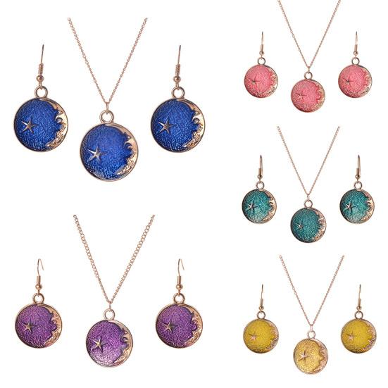 

Шикарные круглые серьги-крючки с планетой, ожерелье, комплект ювелирных изделий для женщин и девочек, подарок на день рождения