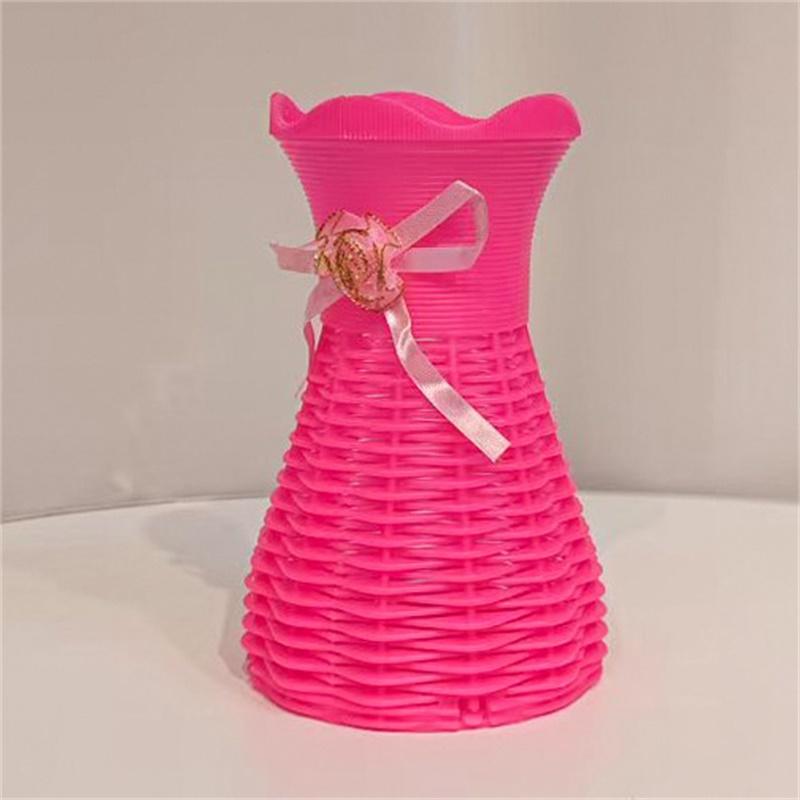

Creative Candy Color Plastic Rattan Vase Dried Flower Vase Desktop Ornament Flower Arrangement Home Crafts Decoration рожевий червоний колір