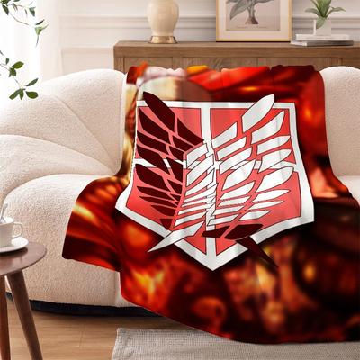 Fleece Blanket Sofa A-Attacks On T-Titans King Size Knee Bed Camping Nap Warm Winter Fluffy Soft Blankets Microfiber Bedding