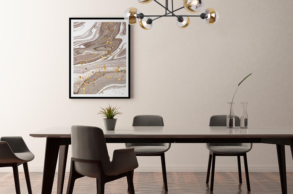 Asturia Black Ceiling Lamp 6-Flat Golden Lamp E27