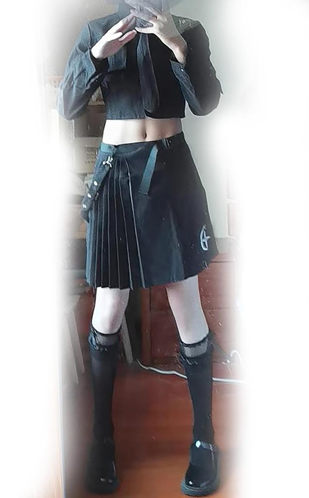 XHSUKADO and Girly Outfit for Spring and Size Women's 6-Piece Set Top, Skirt, Brooch, Tie, Belt, More. Y2K-inspired, School-inspired, Casual,