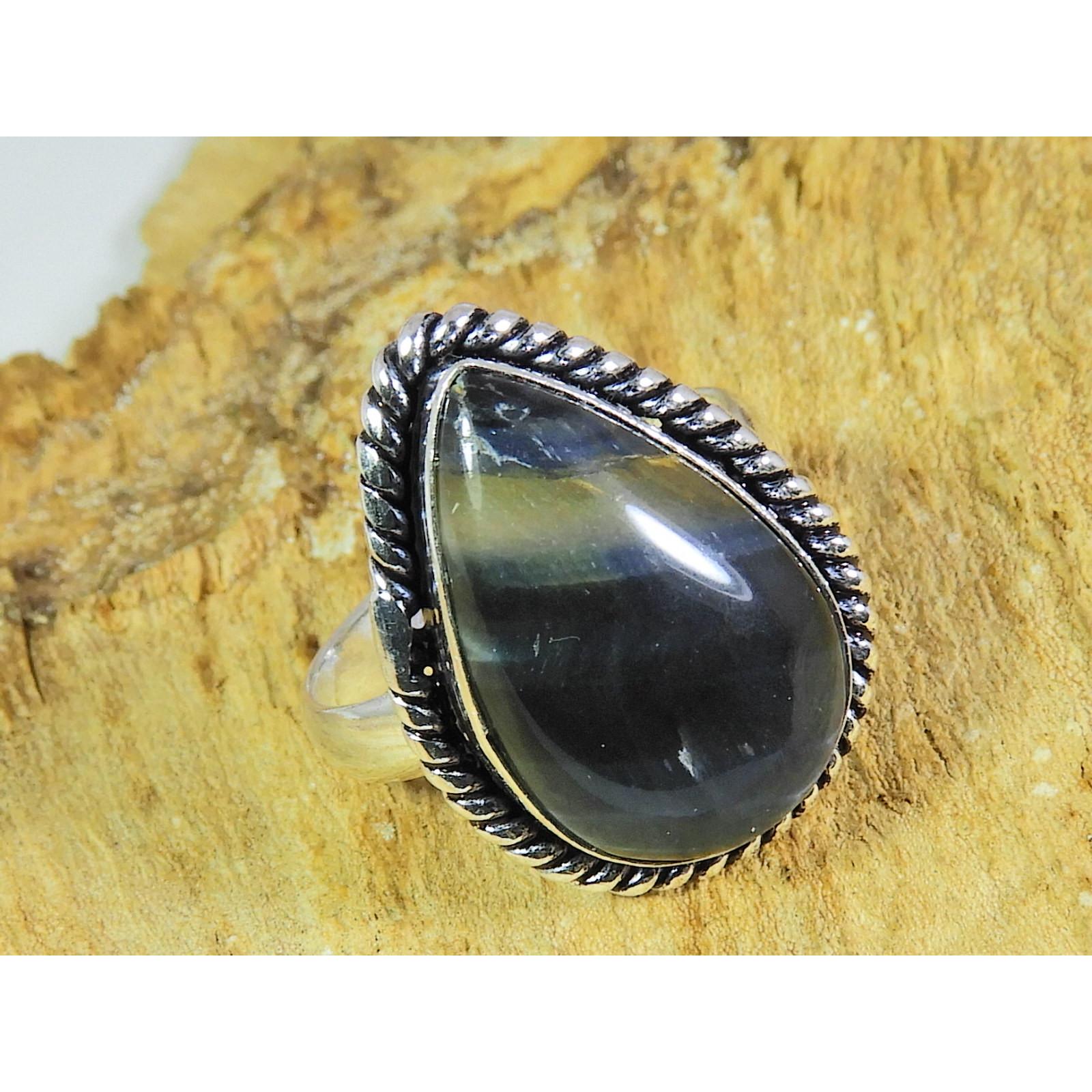 

Natural Tiger Eye 925 Solid Sterling Silver Ring Size US-7.5 PG-194