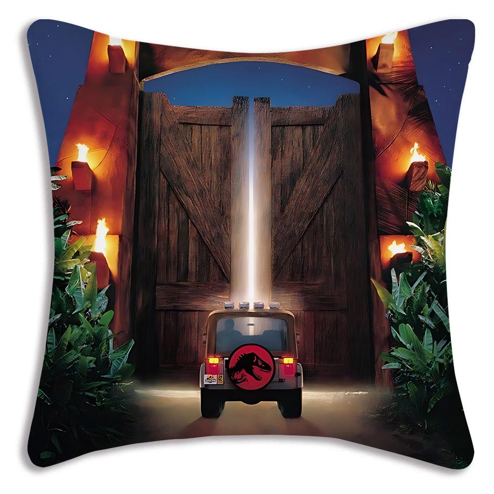 Cute Dinosaur Jurassic P-Park Pillow Covers Cartoon Sofa Decorative Home Double-sided Printing Short Plush Cute Cushion Cover