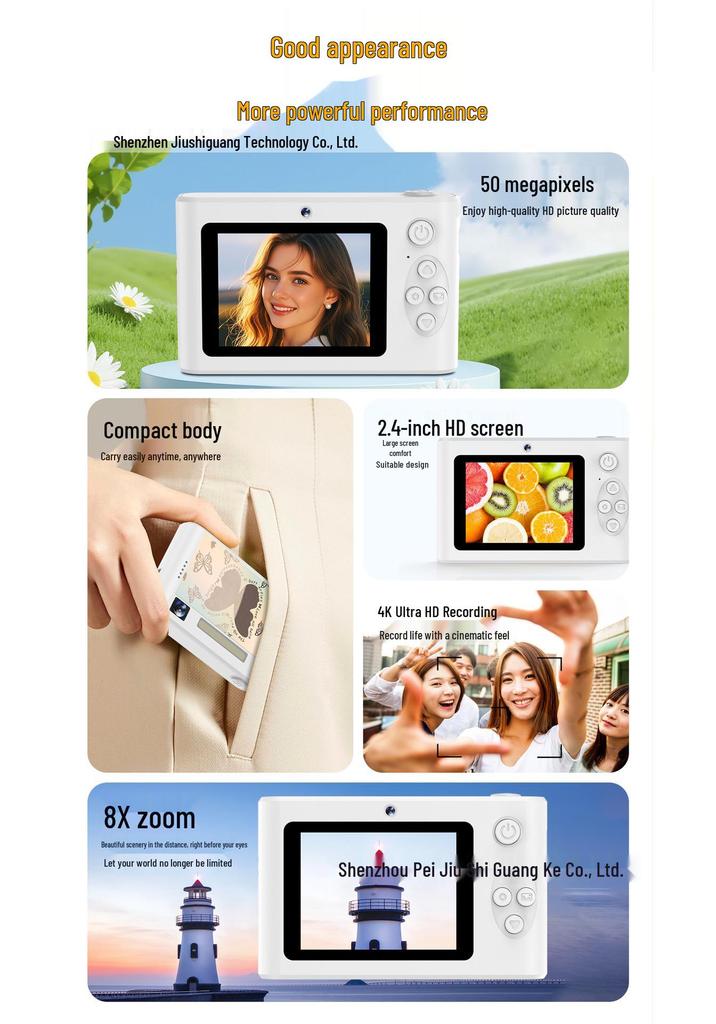 HD Portable Cartoon Camera for Students and Vloggers