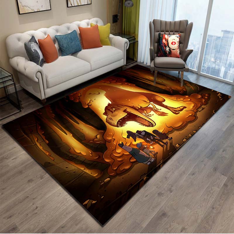 Gravity-Falls Cartoon Pattern Room Carpet Rug for Home Living Room Bedroom Sofa Decor Kids Play Area Rug Non-slip Floor Mat Gift