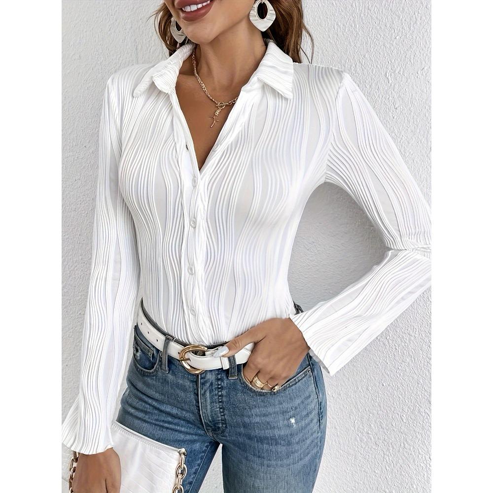 

Осенне-зимняя женская однотонная тонкая рубашка со столетней текстурой XXL белый