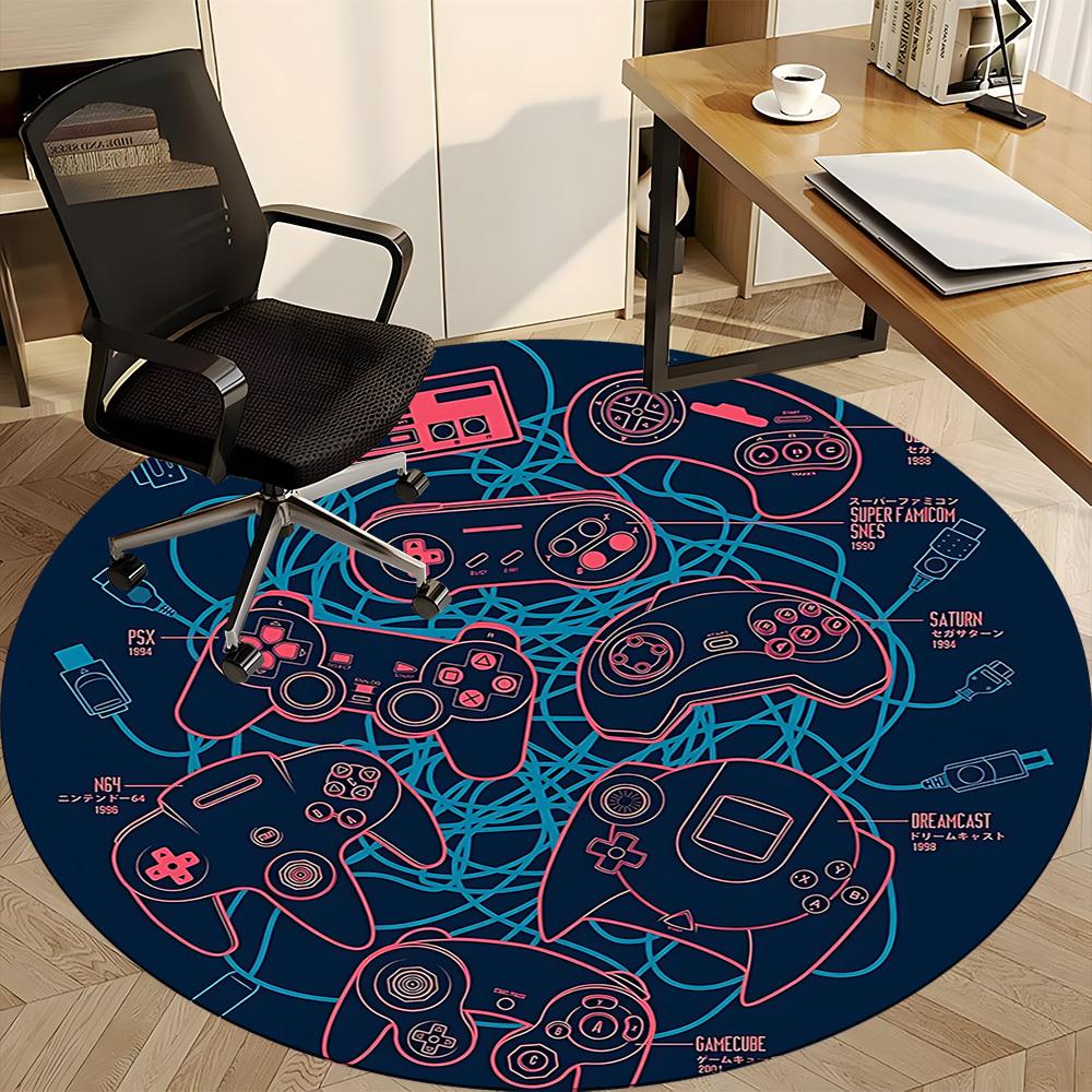 1pc Gaming Controllers Office Round Area Rug, Under Office Chairs Bedroom Living Room Home Decor, Room Deco