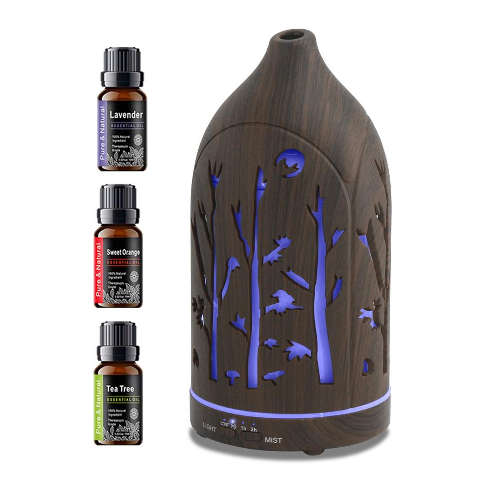არომათერაპიის დიფუზორი ავტომატური გამორთვით, ულტრა ჩუმი, 3 ზეთი იდეალურია სტრესის მოსახსნელად, ძილისა და გონებამახვილობისთვის