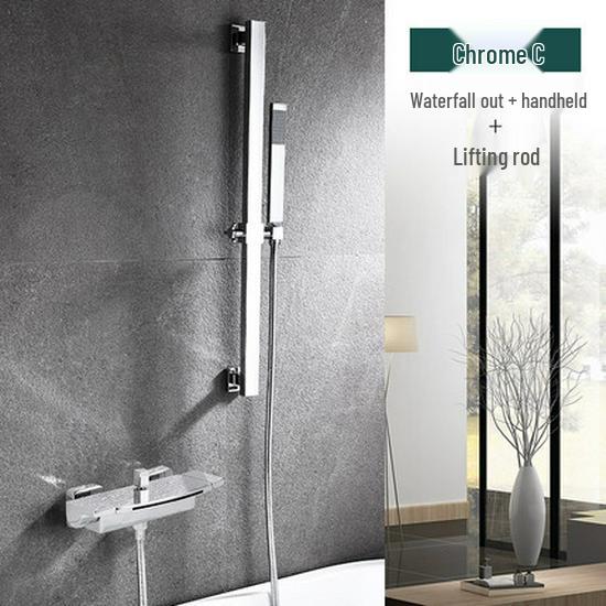 Waterfall Wall-Mounted Bathtub Faucet with Concealed Hot/Cold Shower Head Set