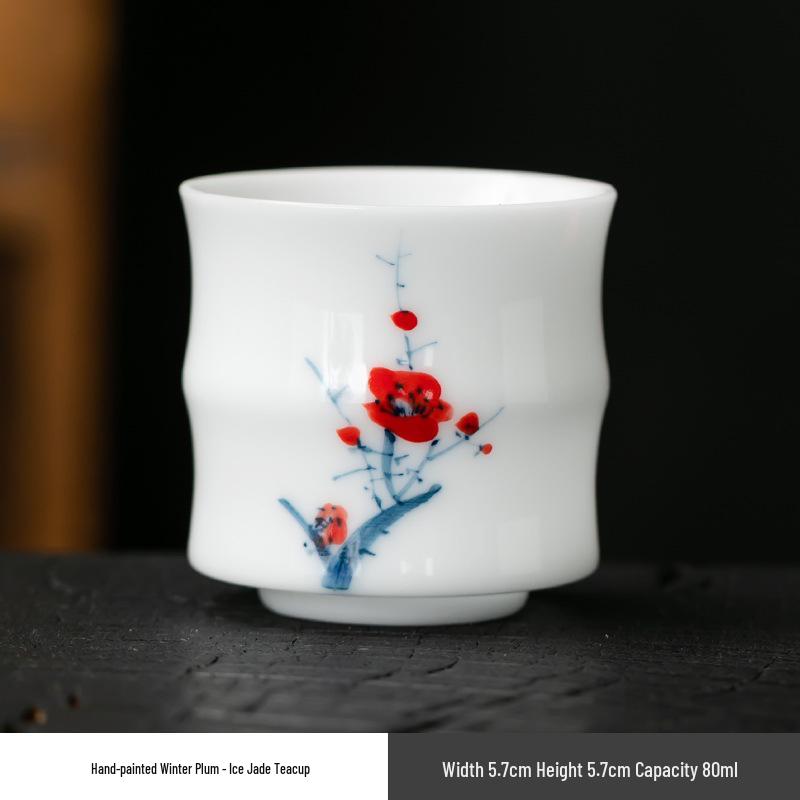 Dehua Hand-Painted Jade Porcelain Tea Tasting Cup