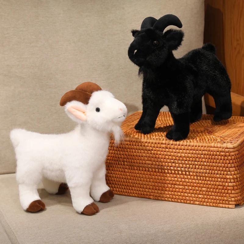 New Goat Plush Toys White Black Sheep Doll Simulation Goat Plushie Toys Stuffed Animals Sheep Doll Home Decor Kids Toys