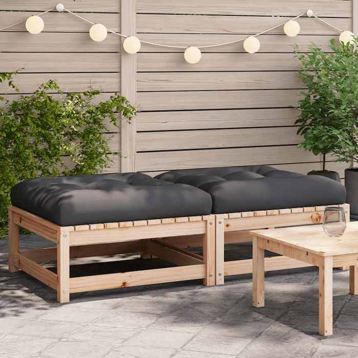 VidaXL Repose-pieds de Jardin avec Coussins 2 pcs, Tables Basses, Tabourets de Patio Balcon Terrasse Arrière-cour Extérieur, 838101