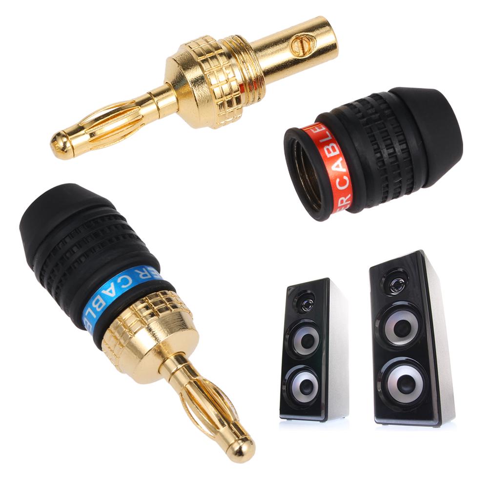 Banana Plug Red & Black Connector Speaker Corrosion-Resistant Banana Connector Left and Right Channels for Video Amplifier Speaker Cable