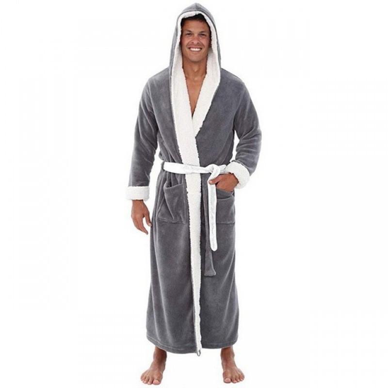 Cozy Long Sleeve Hooded Bathrobe For Autumn And Winter Homewear In Multiple Colors