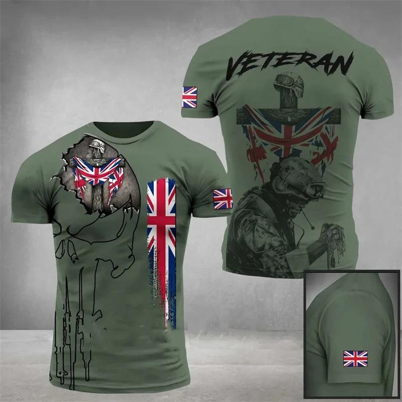 The UK Flag Camouflage T-Shirt For Men/Women 3D Print British Camo T Shirt England Veteran O-Neck Top Oversized Short Sleeve Tee
