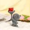 Proposal Flocking Bear Figurine Kneeling with Eternal Flower Rose Romantic Desk Ornament Gift for Valentine's Day & Anniversary