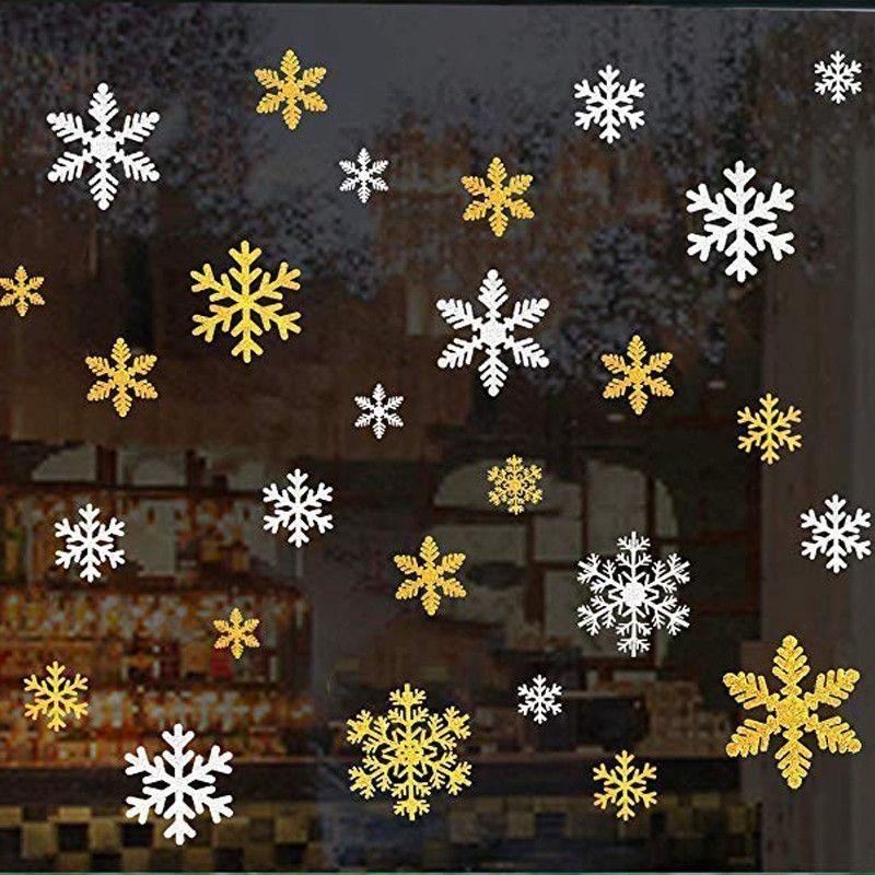 135 Stück Weihnachtsfensteraufkleber Schneeflocken Fensteraufkleber Statische Fenstersticker für Weihnachtsdekorationen Fensterdeko Ornamente Weihnachtsfeierbedarf