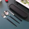 KALOLINNA 3-Piece Stainless Steel Cutlery Set with Chopsticks, Spoon, and Fork, Includes Case, Lightweight and Portable for Commuting, School, Field T