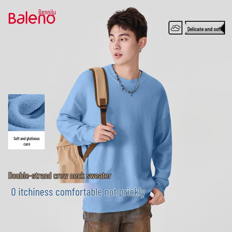 

Baleno Men s Round Neck Solid Color Loose Knit Sweater XL