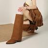 Suede inner height-increasing boots for women's new autumn and winter, but knee-high knight boots, thin and versatile trouser tube boots