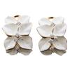 Women Fashion Luxury Elegant White Gardenia Flower Pattern Stud Earrings