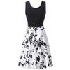 Robe d'été sans manches en coton à imprimé floral rétro pour femme, col rond, style vintage