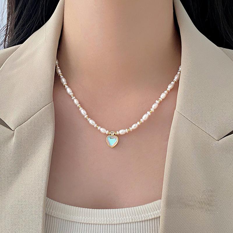 Fantasy Heart Shaped Pearl Necklace for Women French Romantic High Grade Princess Style Collar Chain