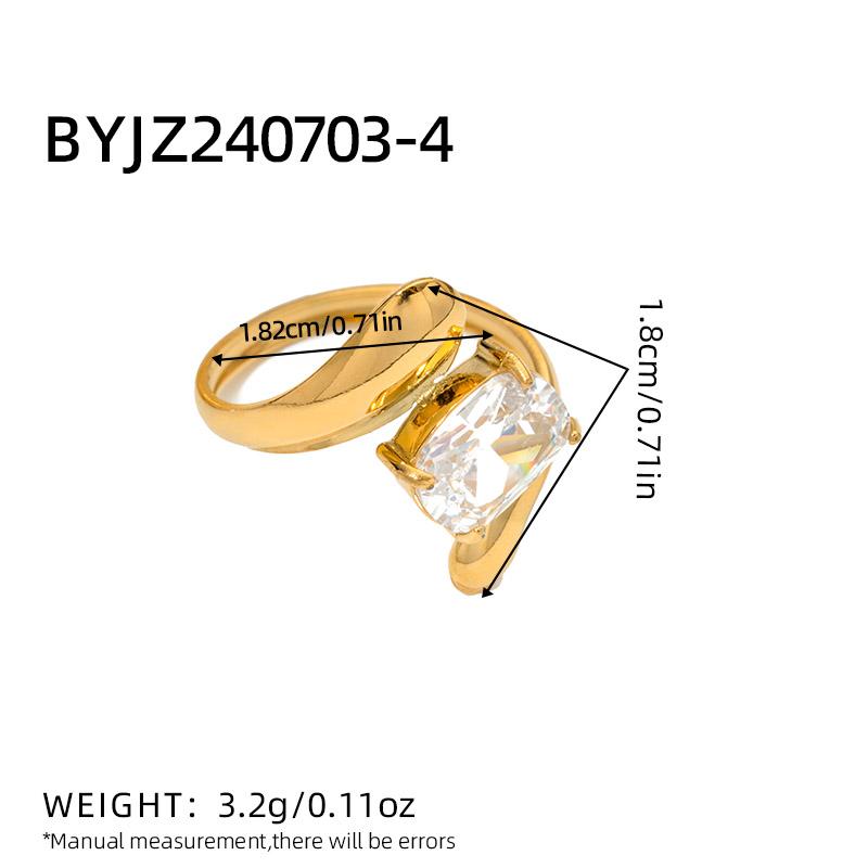 

Big oval stone statement rings stainless steel rings for women minimalist dainty stainless steel Zircon waterproof open rings