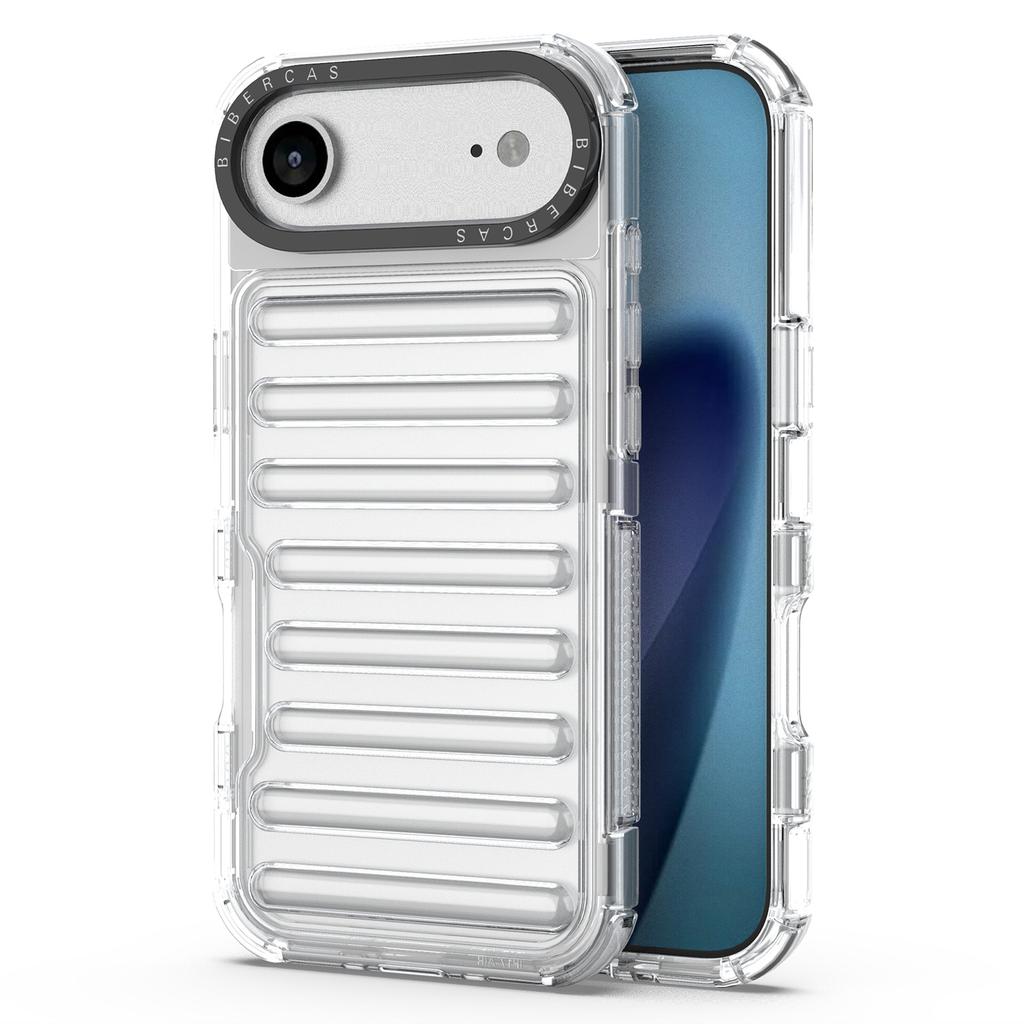 For iPhone 17 Air Case Stripe Design Anti-Slip Detachable TPU+PC Phone Cover