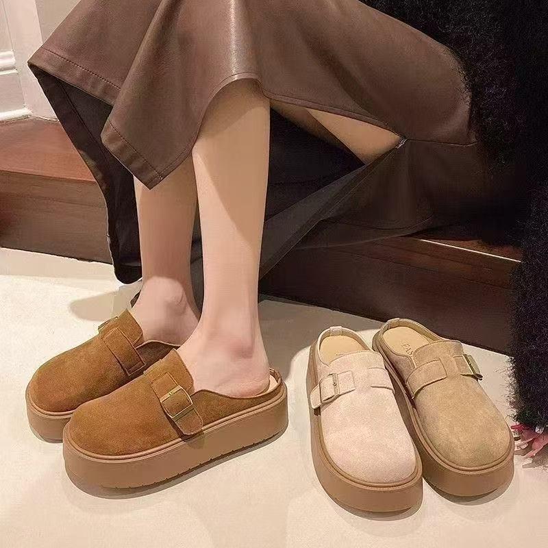 Baotou half slippers women's summer wear new autumn loafers one-pedal slippers thick sole