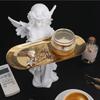 Nordic Entrance Key Storage Angel Figurines Ornament Desktop Angel Sculpture Tray Holiday Gift Home Decor for Study Office Desk