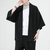 2023 Summer Men's Loose Solid Color Seven-Sleeve Cardigan - Casual Chinese Style, Plus Size