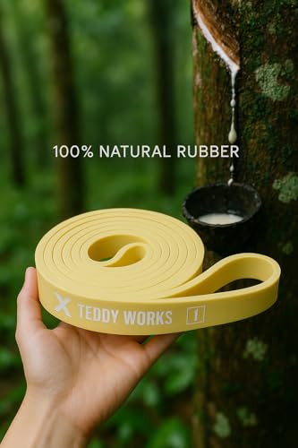 TEDDY WORKS Training Tubes, Set of 3, Resistance Bands, Strength Training, Elastic Bands, Stretch Bands, Pull-Up Aid (Cream/Ivory/Green)
