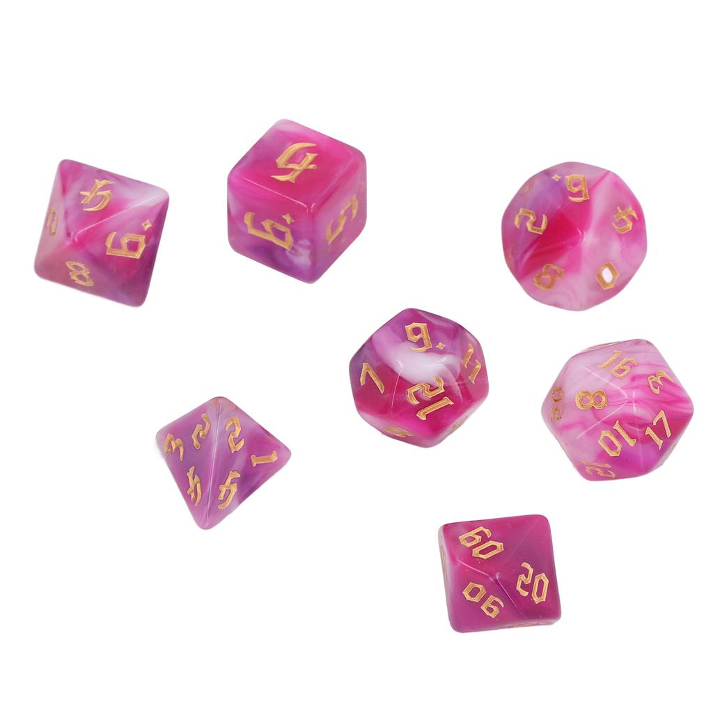 7pcs Polyhedral Dice Set Acrylic Portable Funny Dice Table Game Props for Holiday Party