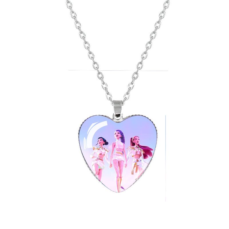 Kpop Demon Hunters Time Gem Peach Heart Necklace  Accessories Anime
