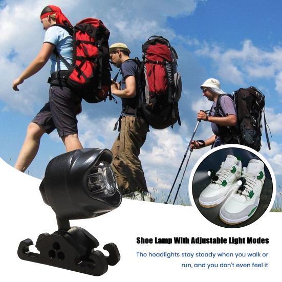 Mini Luce per Scarpe 3 Modalità Regolabile Impermeabile Leggera Ricaricabile Super Luminosa per Campeggio Esterno Escursionismo Camminata Notturna Scarpe Sportive Faro