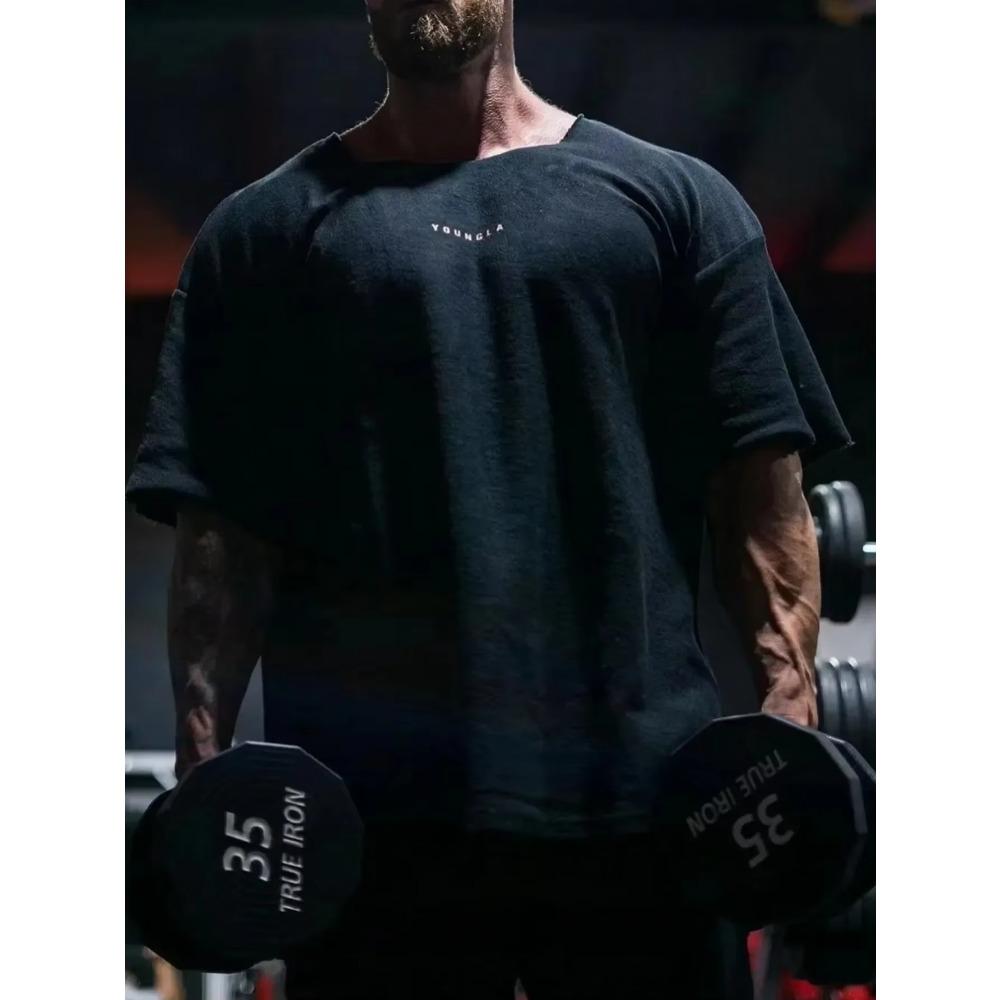 2024 Tričko Retro Sportovní Krátký Rukáv 2024 Pánské Gym Fitness Volné Tričko Oversized Pánské Bavlněné Oblečení Trička Streetwear