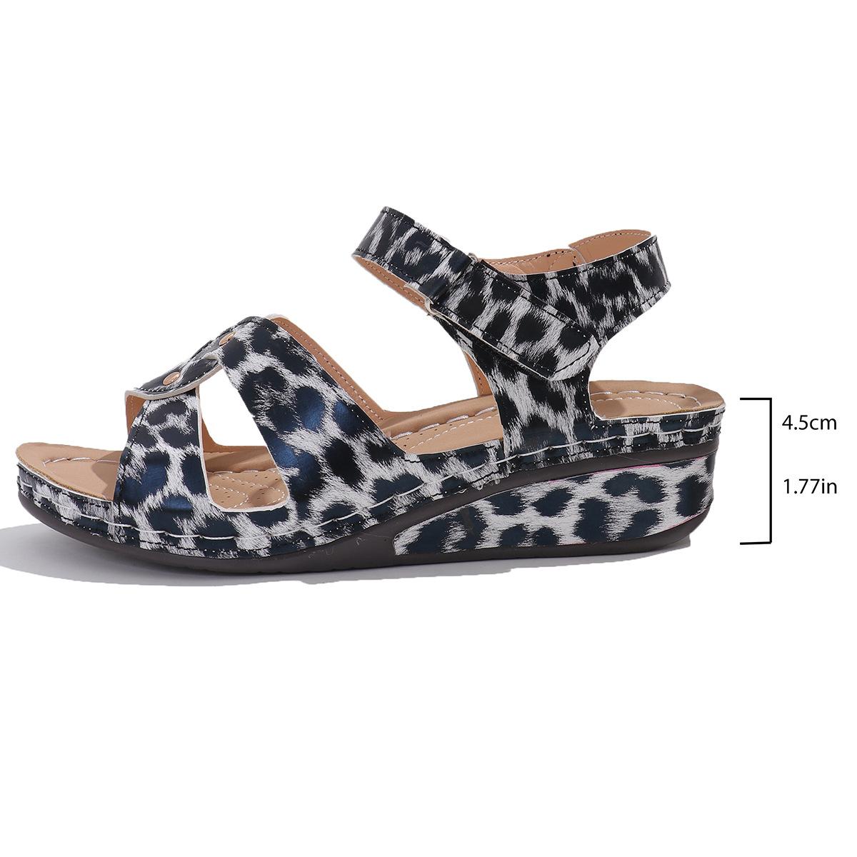 

Fashion Platform Sandals Summer Fashion Women Wedges Retro Leopard Print Outdoor Casual Beach Peep Toe Sandalias Mujer Plus Size 35-44 44