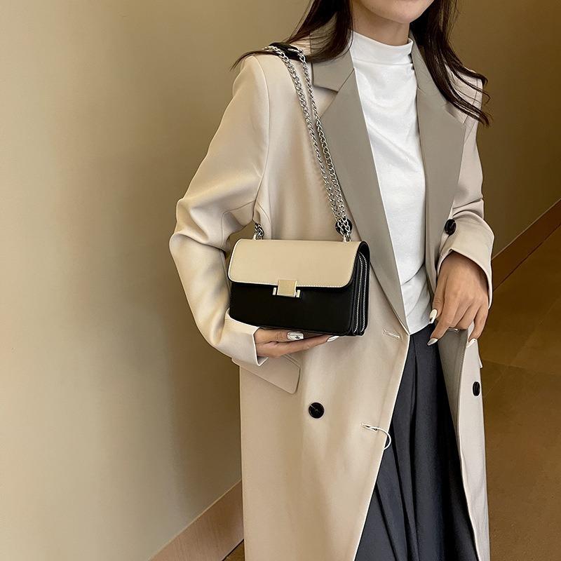 Women s Bag High-Grade PU Leather Women s Bag Shoulder Fashion Chain Lock Small Square Bag Crossbody Trendy Bags чёрный