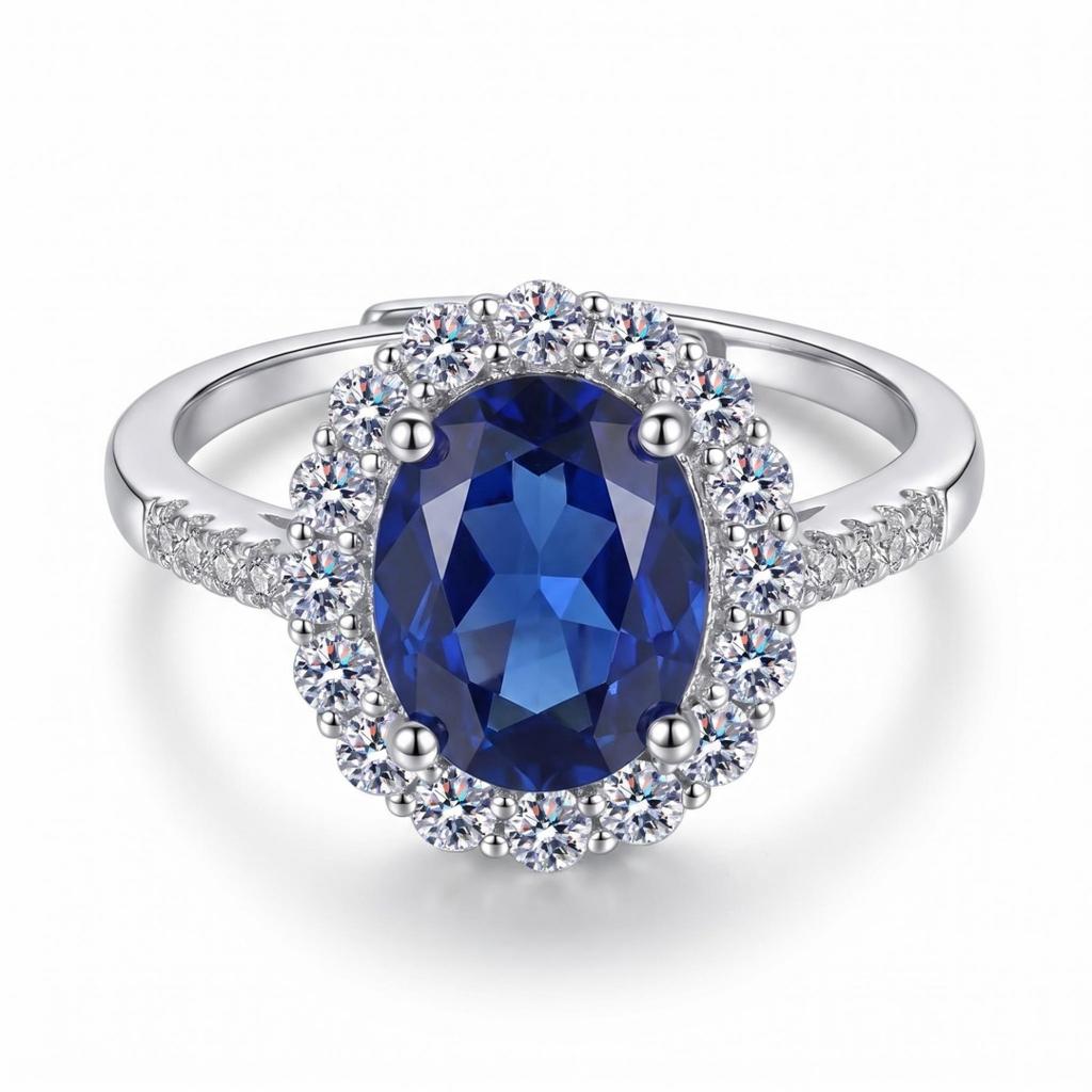 New 925 Sterling Silver Ring Beautiful Blue Gemstone for Women Wedding Jewelry Engagement Charm Party Fashion High Quality Ring