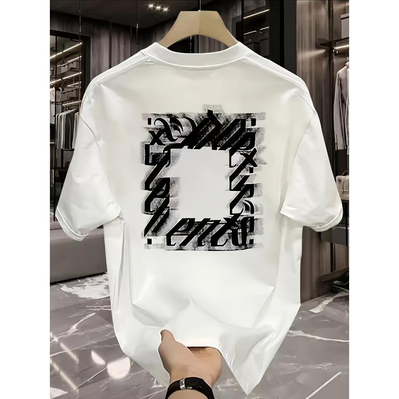 Taglie Europee Uomo Stile High Street Americano, Girocollo, Vestibilità Larga, T-shirt a Maniche Corte, Fresca e Casual, Alla Moda e Versatile