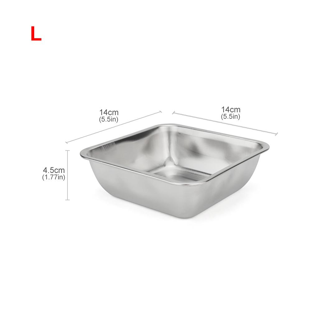 

Square Stainless Steel Pet Bowl Rectangular Cat Dog Food Drink Bowl