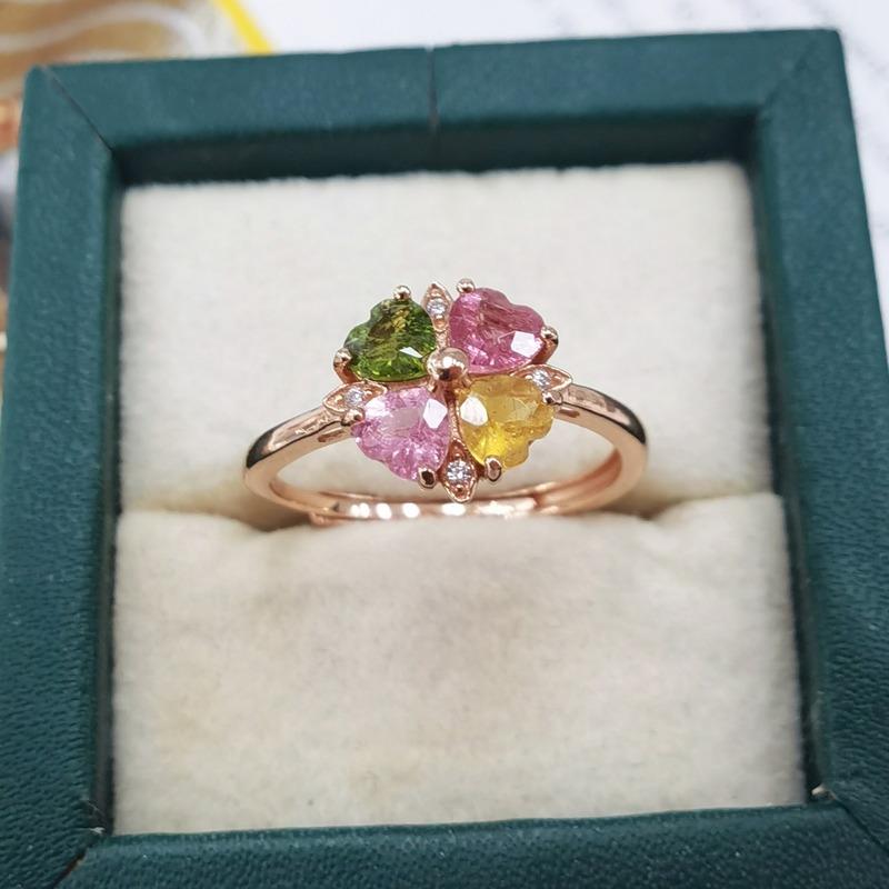 Sace Gems 925 Ayar Gümüş Turmalin Taş Yüzükler Kadınlar için Nişan Kokteyl Parti Güzel Takı