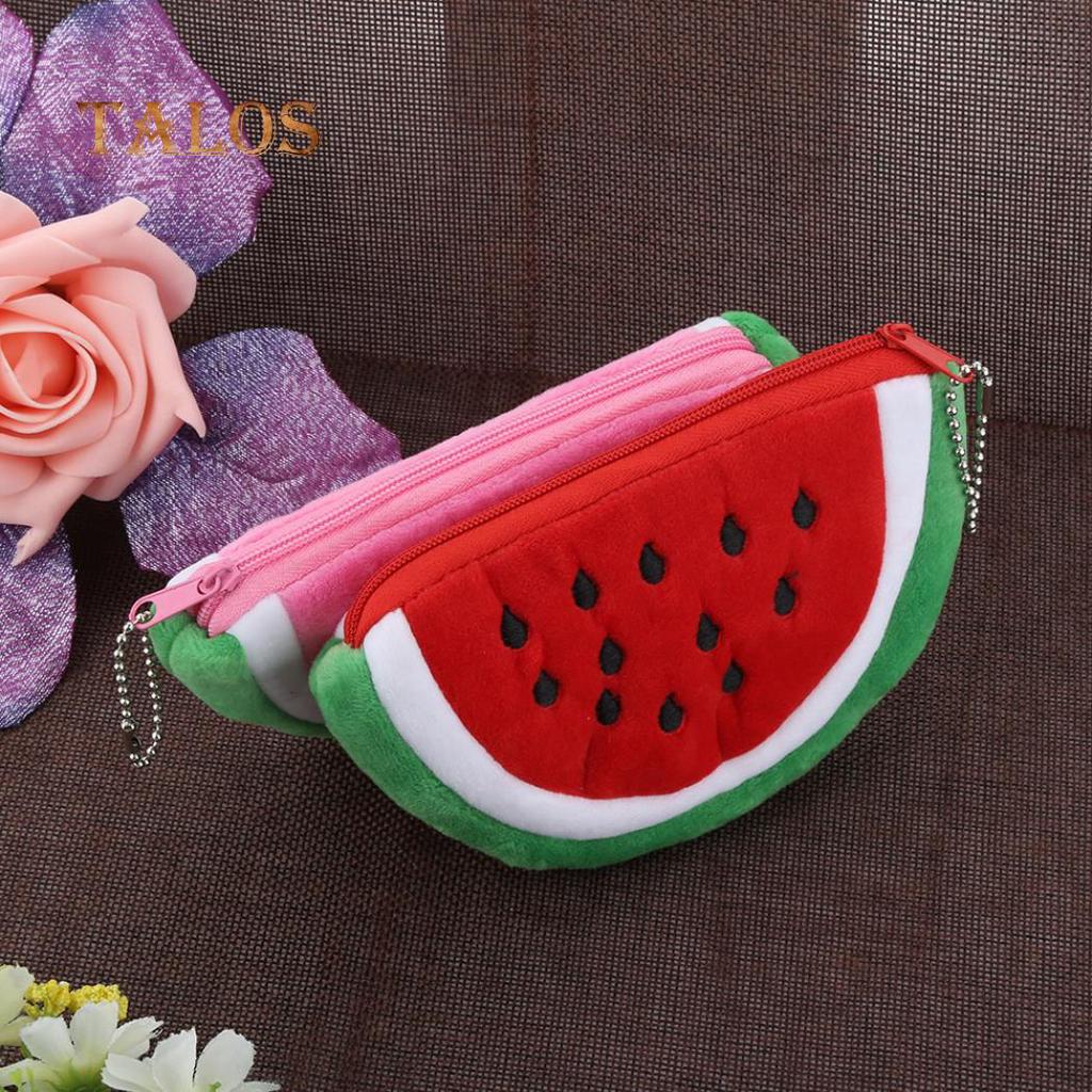 Watermelon Plush Key Coin Wallet Purse Cosmetic Makeup Pouch Phone Pencil Pen Bag Versatile Bags