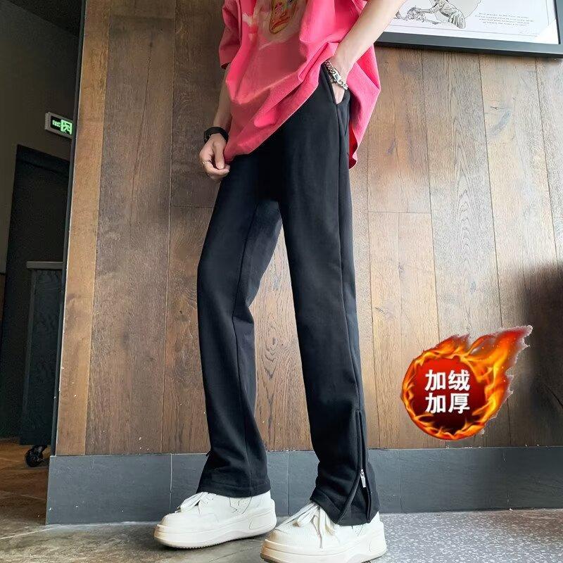 Cleanfit black sweatpants men's autumn and winter American high street pants zipper pants trendy brand slim-fit sports straight-leg pants