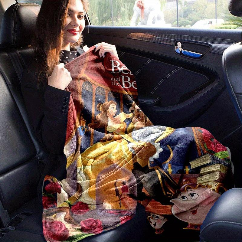 1pc Beauty and The Beast Printing Blanket - Soft, All-Season Throw for Office Blanket,  | Personalized Gift with Adorable Cartoon Design