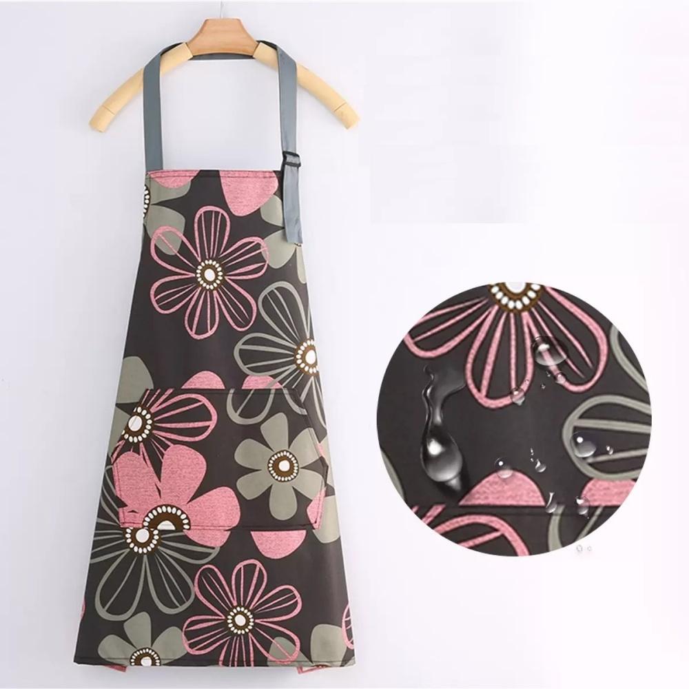 Adjustable Kitchen Cooking Apron, Waterproof Cooking Apron with Pockets, Suitable for Kitchen Baking, Gardening, Barbecues (flow
