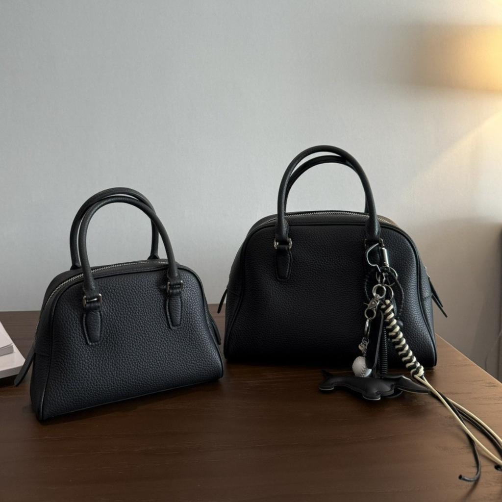 2025 New First-layer Cowhide Bowling High-quality Handbag Retro Boston Crossbody Shoulder Bag Women's Wholesale