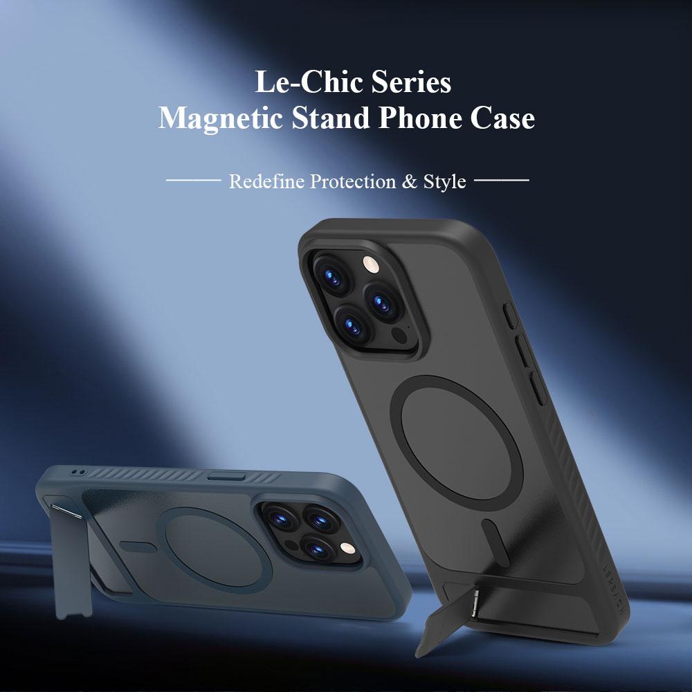 LEREACH Le-Chic Series For iPhone 15 Pro Max Case Compatible with MagSafe Kickstand TPU+PC Phone Cover