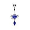 14G Blue Series Stainless Steel Belly Button Ring - Simple, Fashionable, Sexy, Japanese & Korean Style